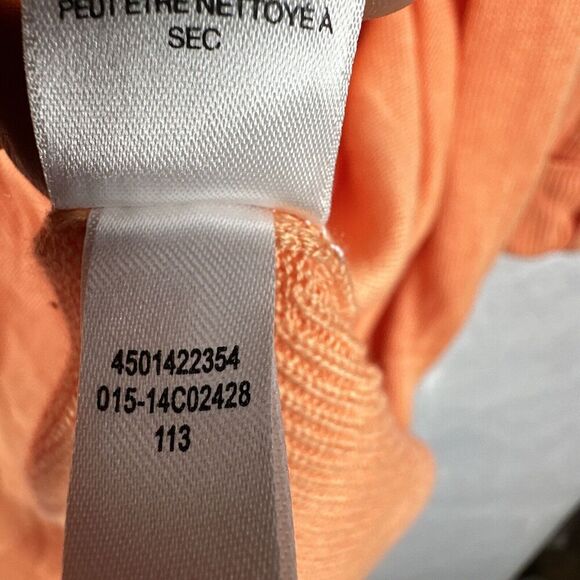 Chico’s Open Cardigan Sweater Sz 3 (XL/16) Orange Lightweight Pocket Tab Sleeves - Picture 11 of 13